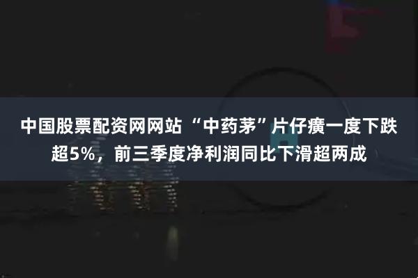 中国股票配资网网站 “中药茅”片仔癀一度下跌超5%，前三季度净利润同比下滑超两成