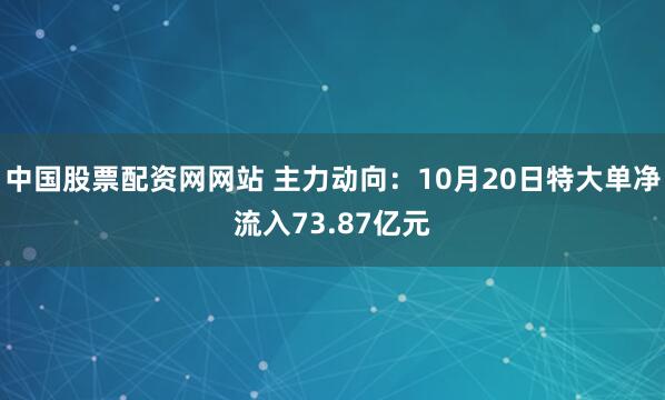 中国股票配资网网站 主力动向：10月20日特大单净流入73.87亿元